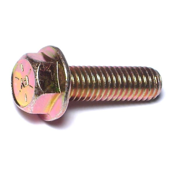 Midwest Fastener Grade 8, 3/8"-16 Flange Bolt, Zinc Yellow Steel, 1-1/4 in L, 4 PK 71644 - main